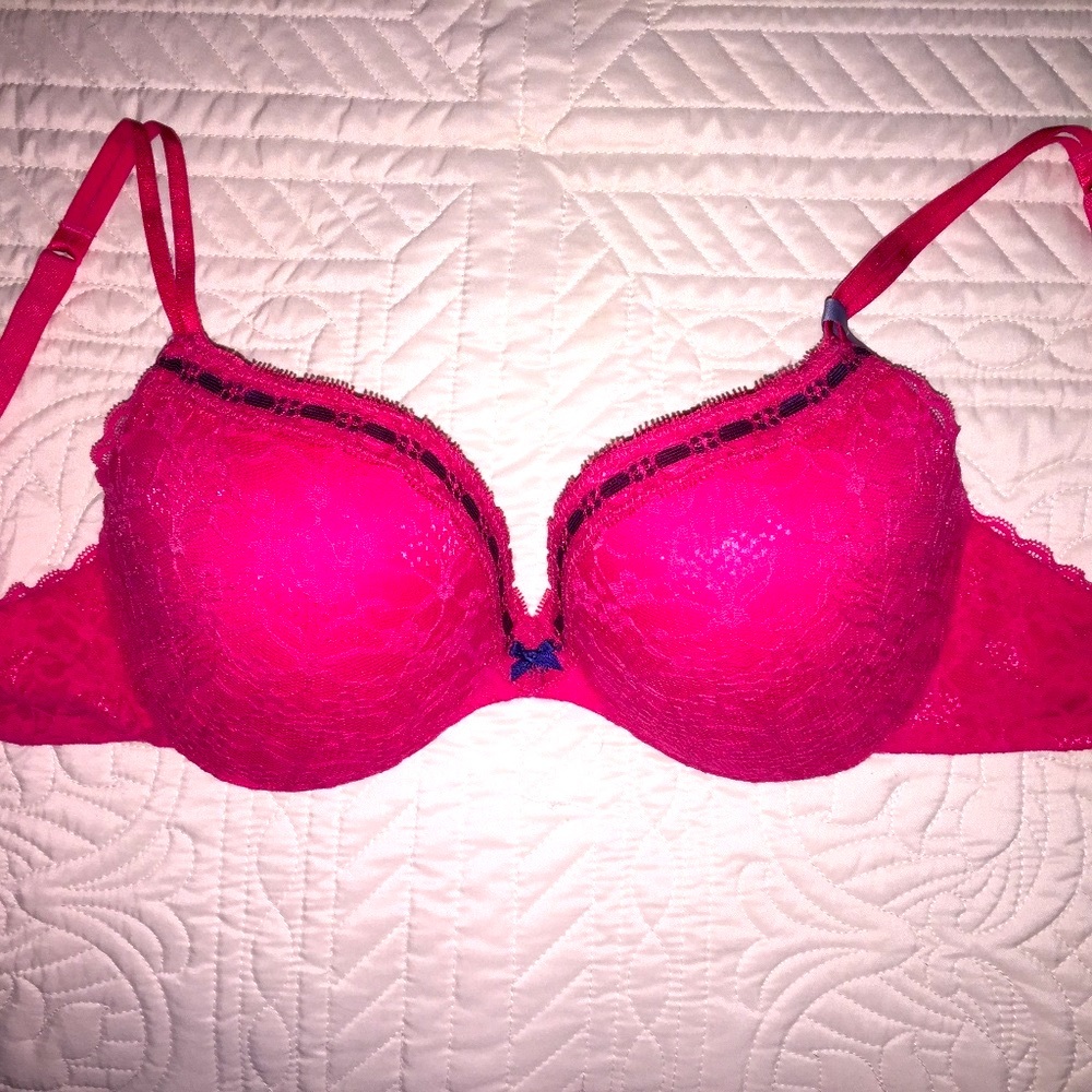Aerie American Eagle Underwire Hot Pink Lace Demi Plunge Bra 34D NWT